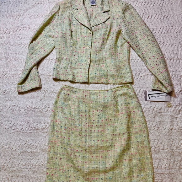 Breakin' loose Jackets & Blazers - Vintage Breakin’ Loose Tweed 2-Piece Skirt Suit 15/16Yellow Pastel NWT Deadstock
